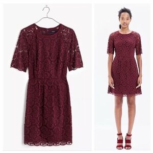 Madewell Burgundy Lace Mini Dress